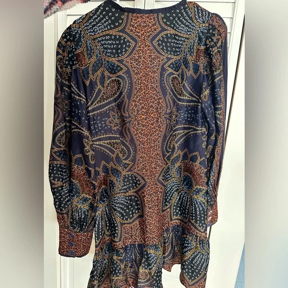 NWT FARM Rio Multicolor Paisley Long Sleeve Dress - Picture 6 of 9